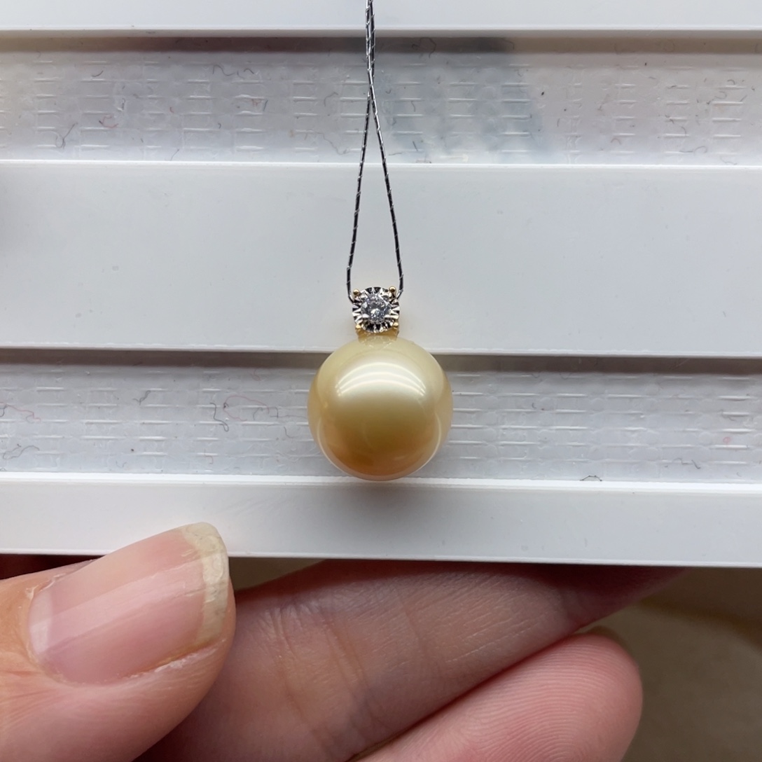 海水珍珠吊坠(不含链)18K金镶嵌11-12m m