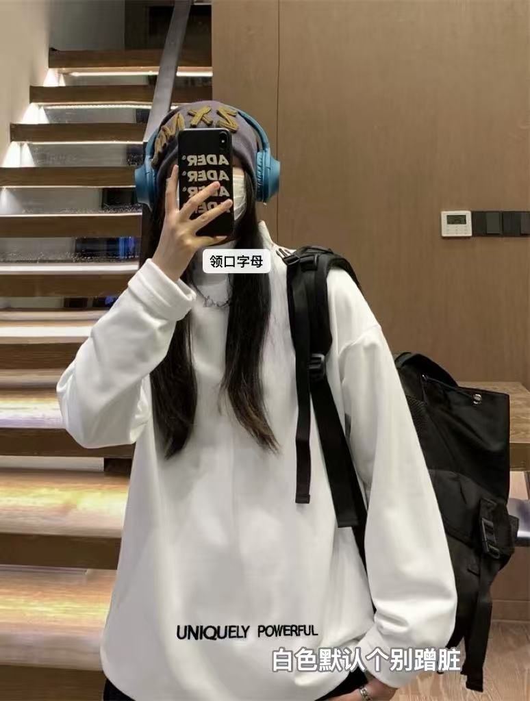 万能白色 半高领打底衫（加绒#0125