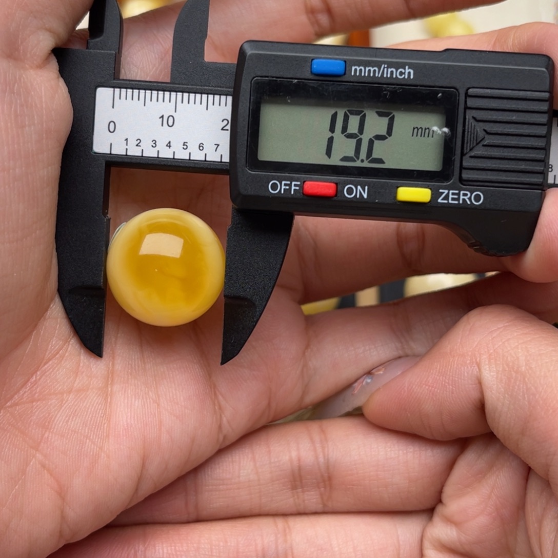 琥珀未镶嵌裸石蜜蜡圆珠微瑕静