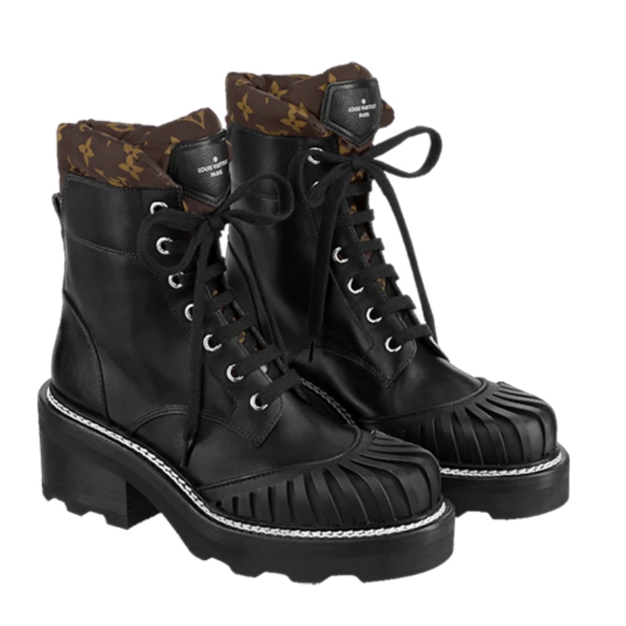 未使用 LouisVuitton/路易威登 LV 经典花纹图案点缀短靴女款黑色