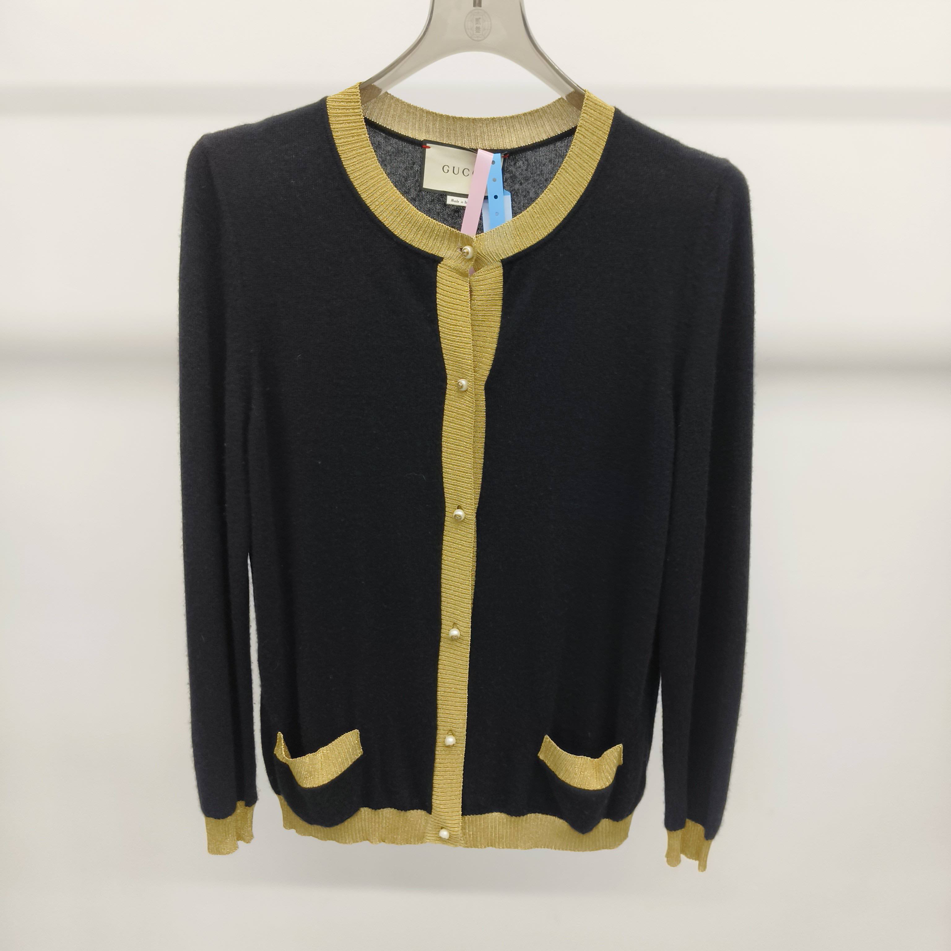 99新 GUCCI/古驰 古驰/gucci/金边黑底开衫/L码/P10190