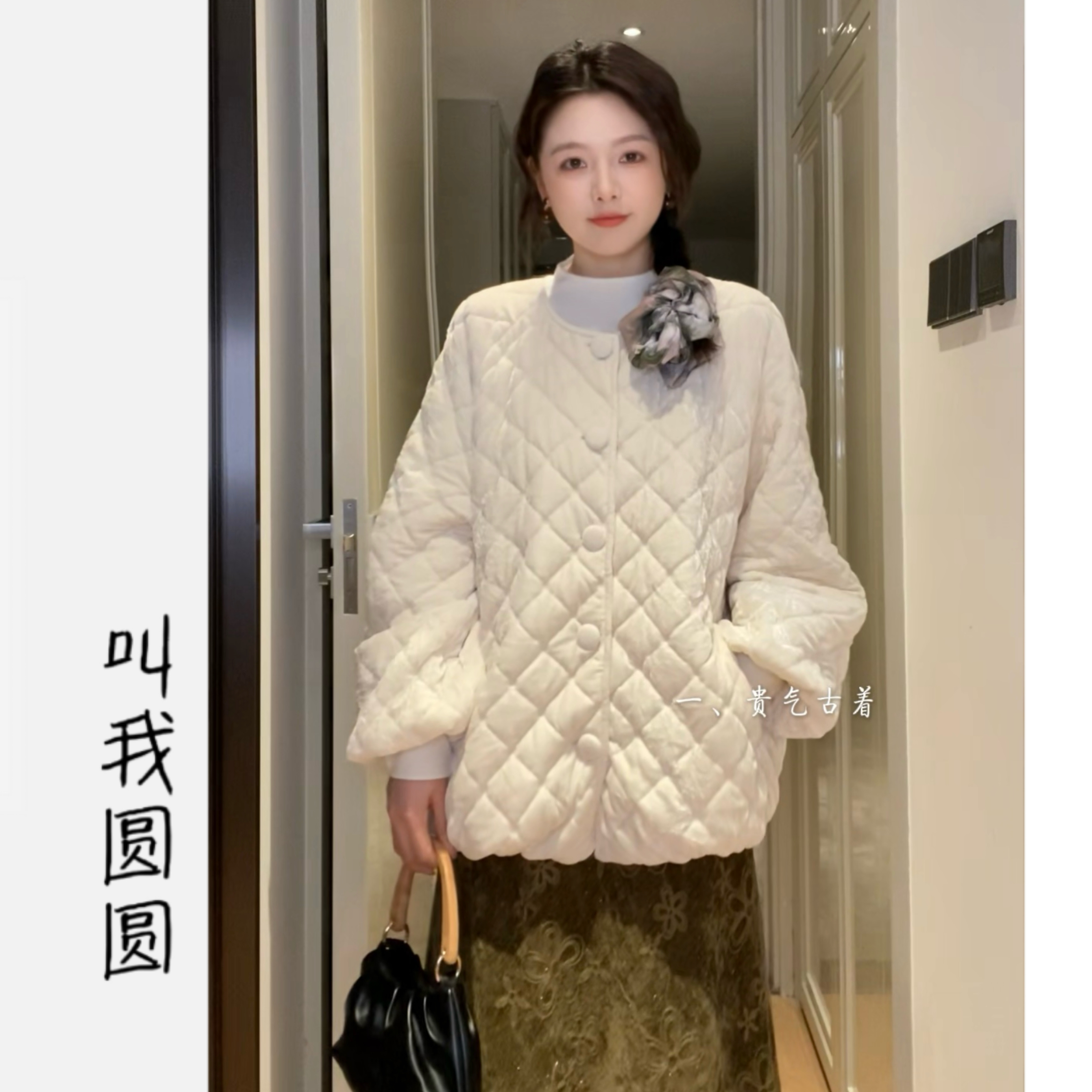 圆圆【长相丝】丝绒质感宽松棉服外套 YY 12271