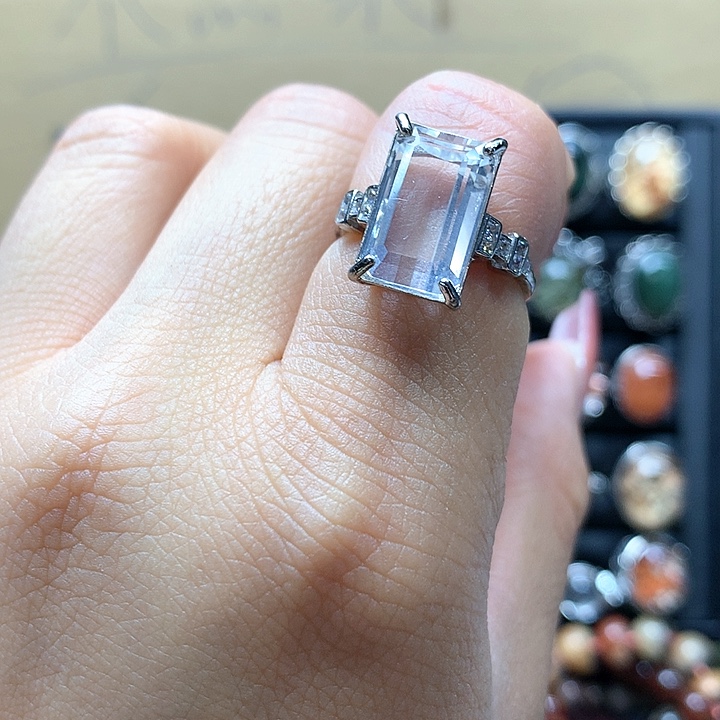 水晶水晶戒指银S925镶嵌