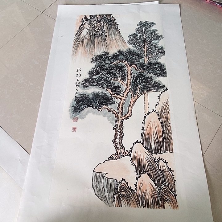 国画四尺四开手绘山水