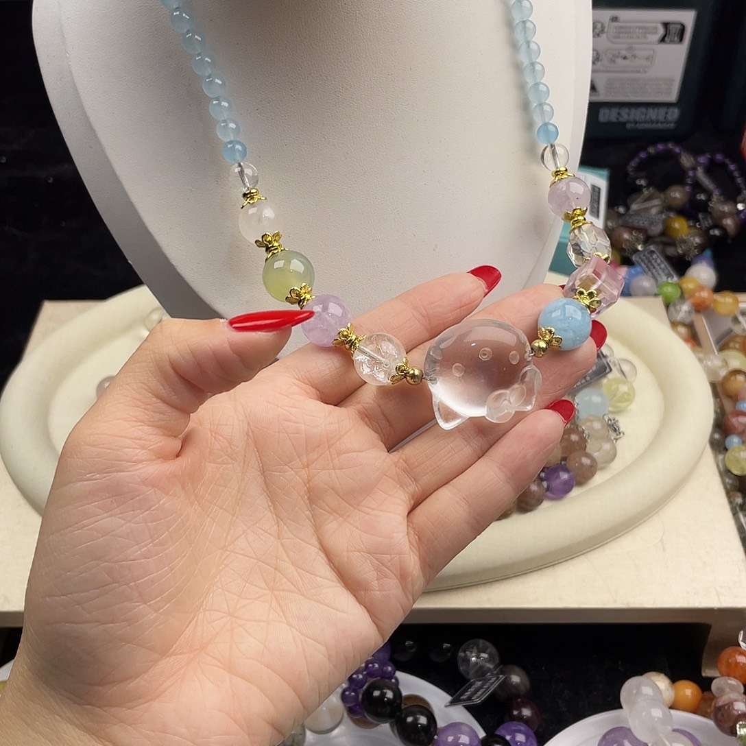 手链银S925镶嵌烟晶