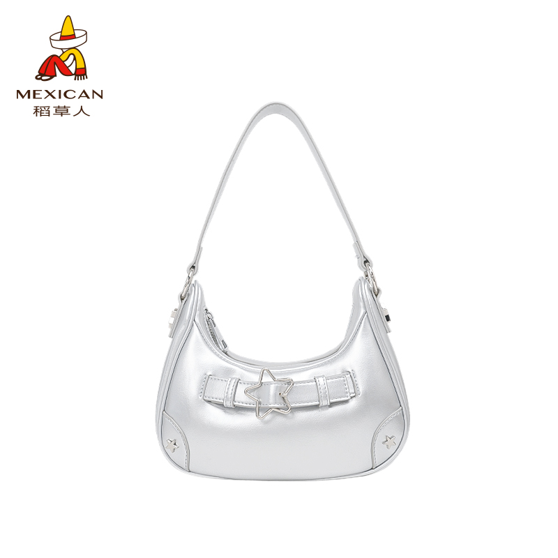 稻草人2025新款包包夏季马鞍月牙包简约单肩包女包通勤斜挎包测