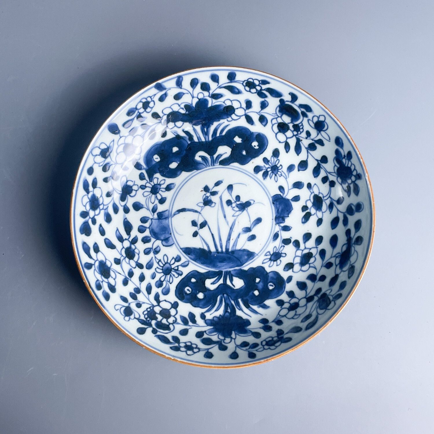 清康熙青花花卉纹盘-M25K6000F28