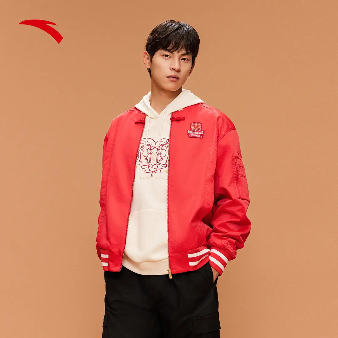 【服饰】安踏好事发生新年鸿运丝光绒男女夹克休闲时尚运动棒球服