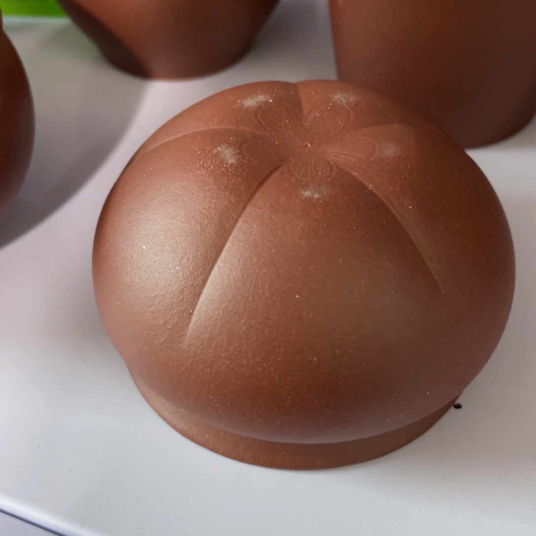 紫砂茶杯底槽青筋纹杯半手