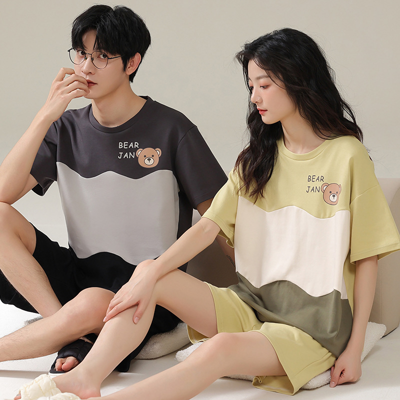 情侣装夏装小熊短袖T恤男夏季套装2023新款潮流网红ins9