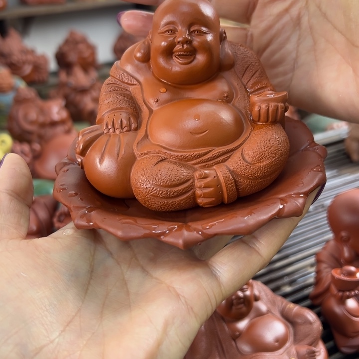 ****华紫砂茶宠紫砂弥勒佛