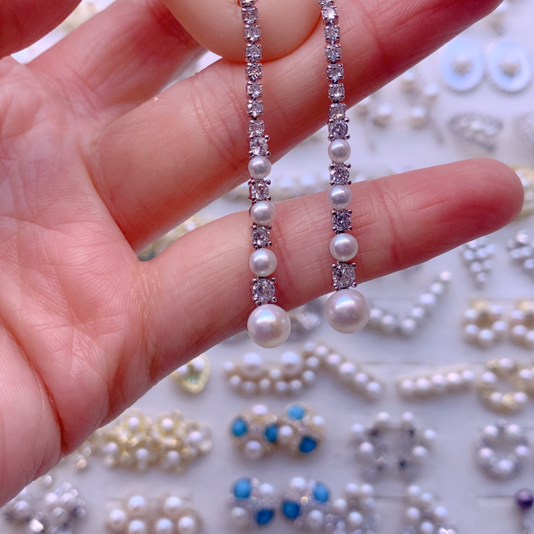 淡水珍珠耳饰合金