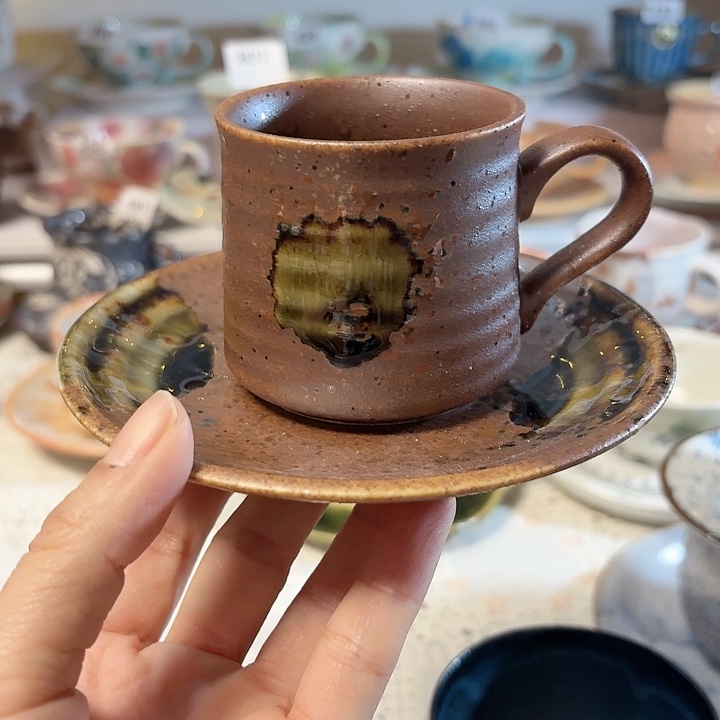 瓷片深棕色咖啡杯一套