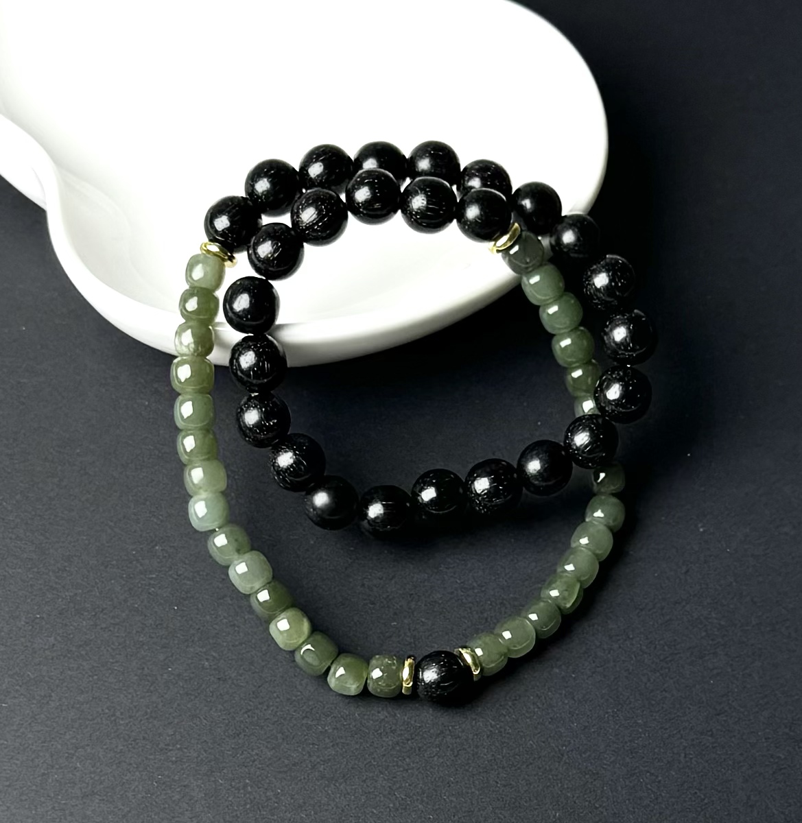 野火春生-和田玉双圈手串