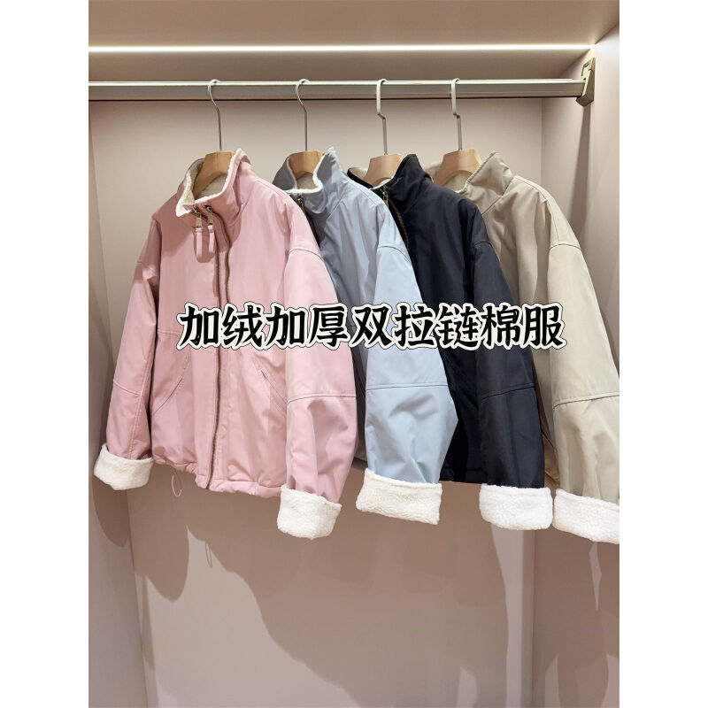仿羊羔毛外套女加绒加厚冬季棉服女