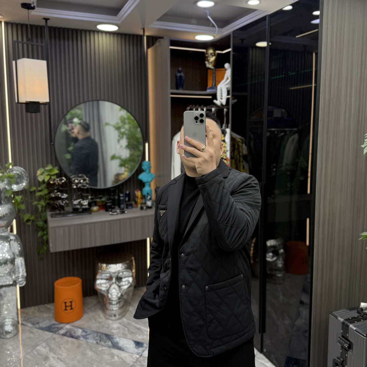 【三叔·顶奢】时尚男士高端商务菱形格三角标休闲棉服外套 2515