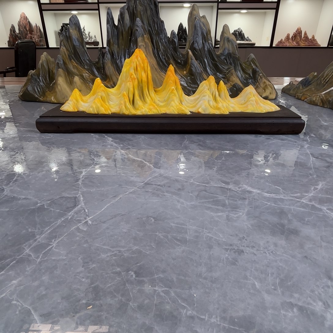 朵***粑石材灵璧石雕刻山峰摆件