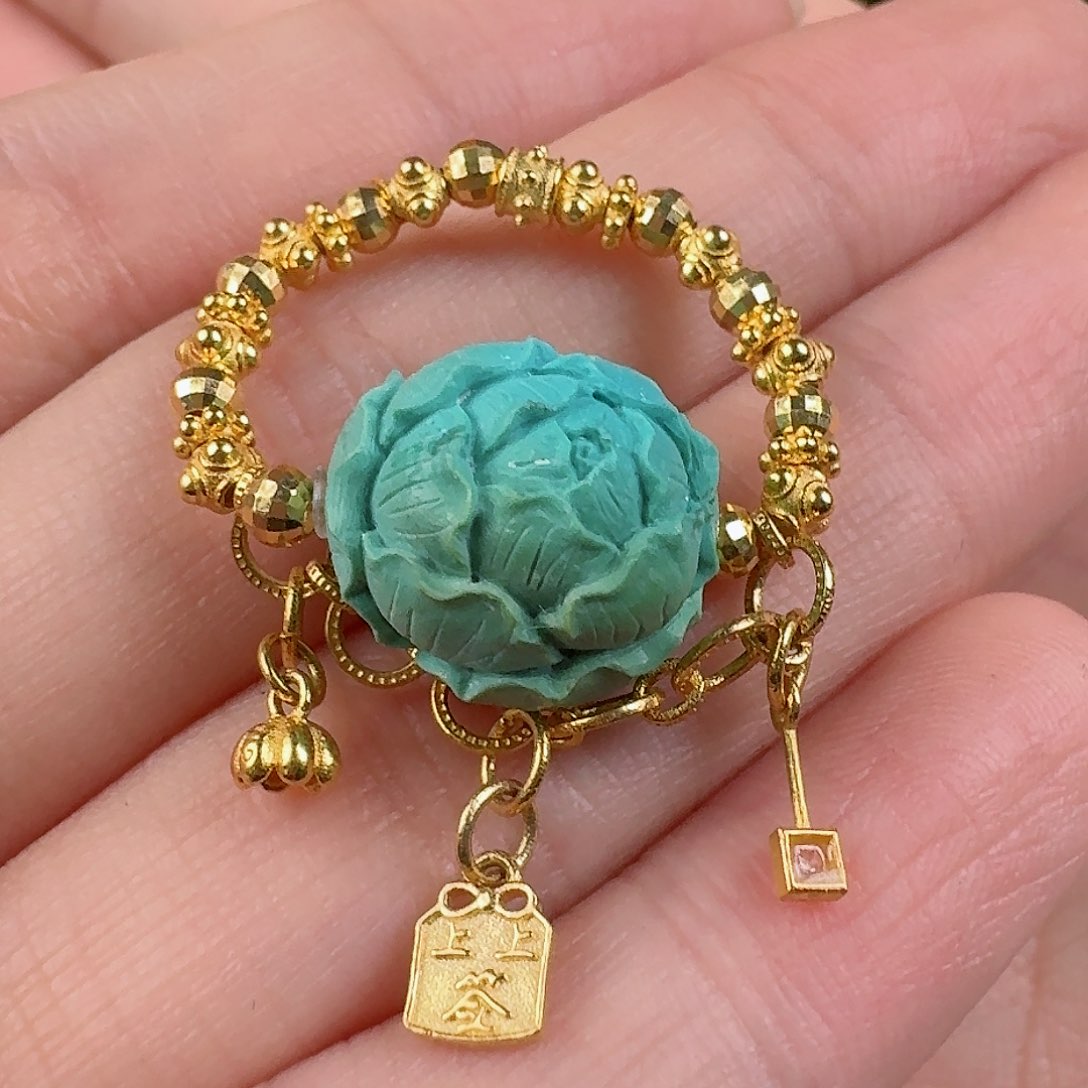 绿松石珠宝奇石18K金镶嵌