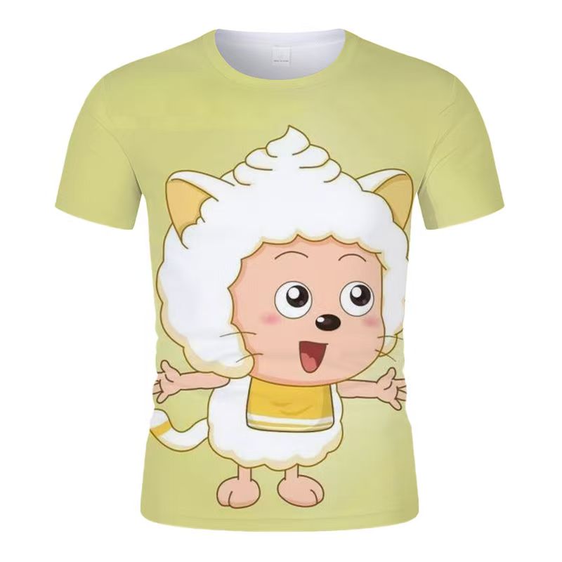 圆领日常修身型短袖夏季印花T恤动漫夏装甜辣风美式