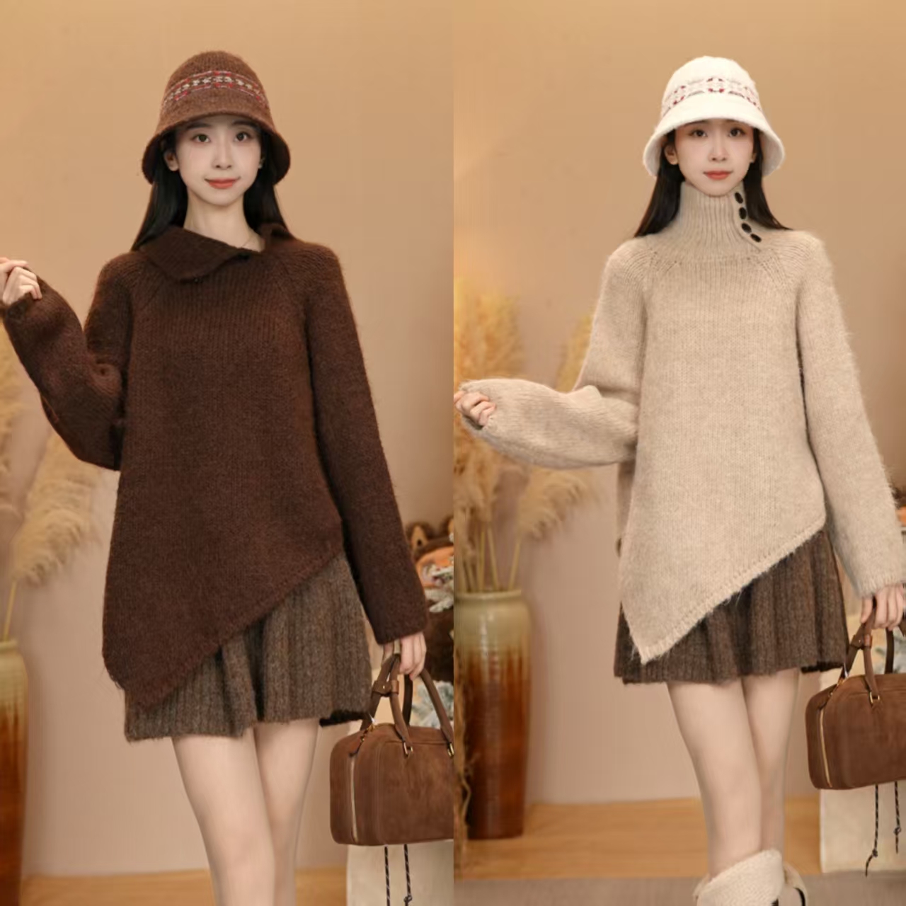 唐乐乐｜25new秋冬新款高领小众不规则加厚保暖套头上衣 BF2605