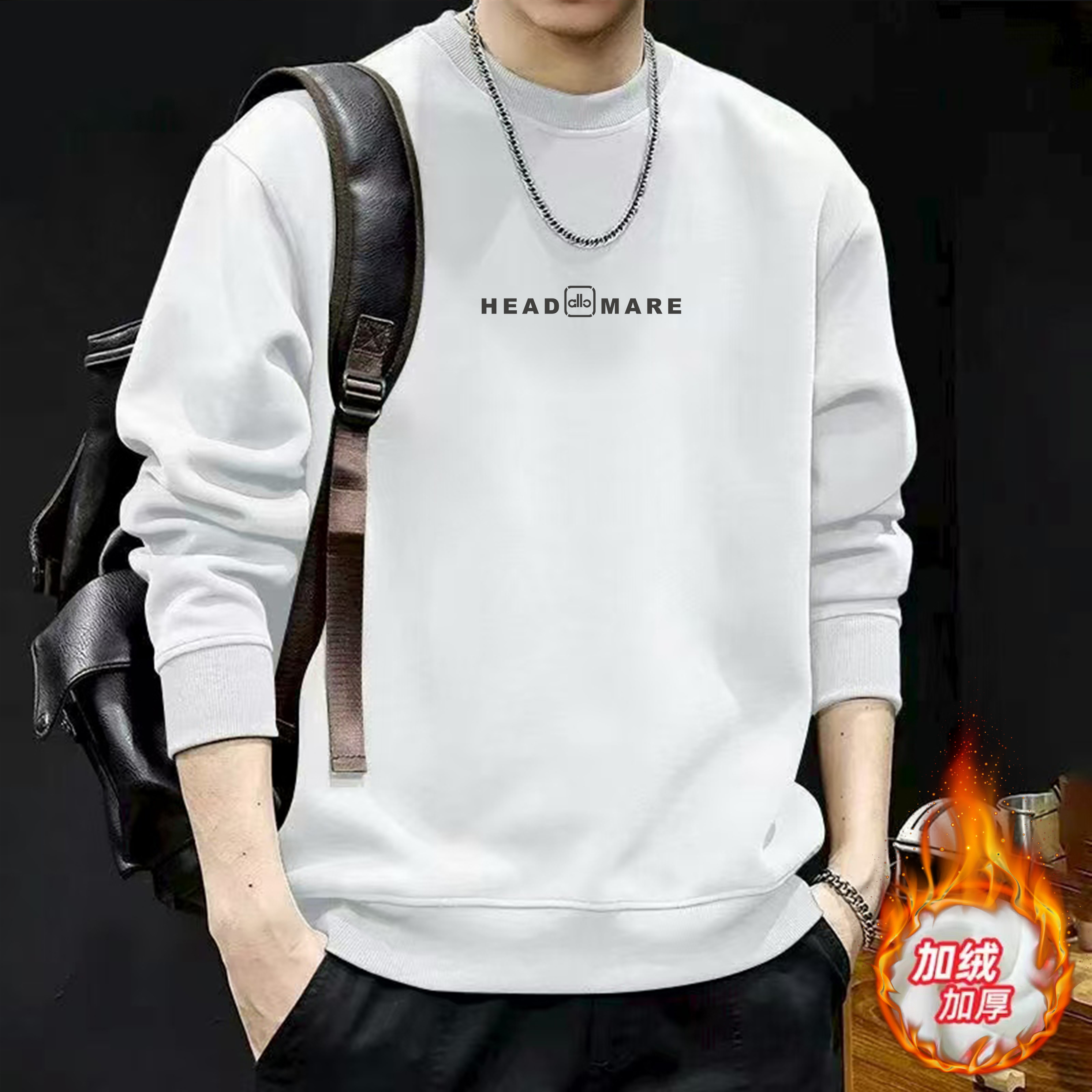 加厚秋冬卫衣百搭长袖休闲百搭时尚运动男士上衣圆领卫衣（allc）
