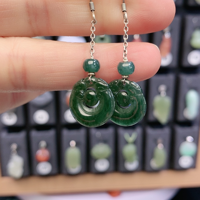 【闪购商品】翡翠耳饰银S925镶嵌精美