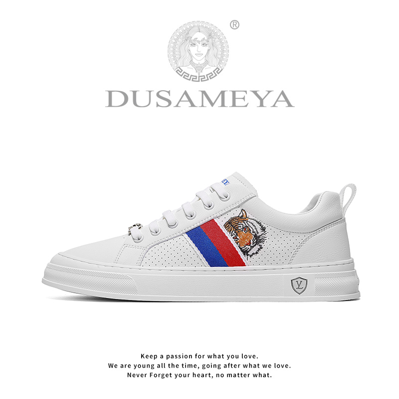 DUSAMEYA/杜莎米娅秋季新款港风时尚休闲透气刺绣轻奢小板鞋