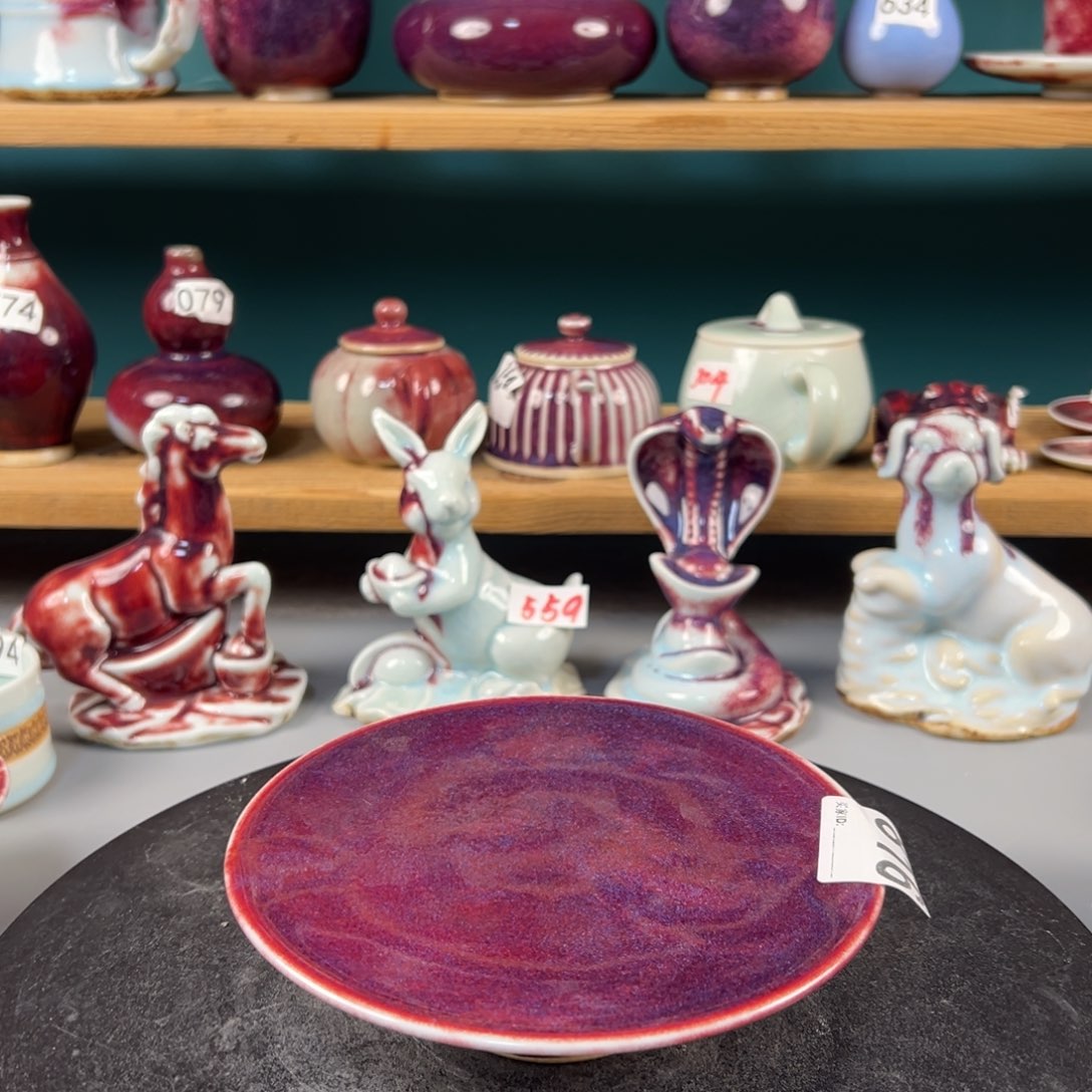 瓷片微瑕高足壶承纯手工