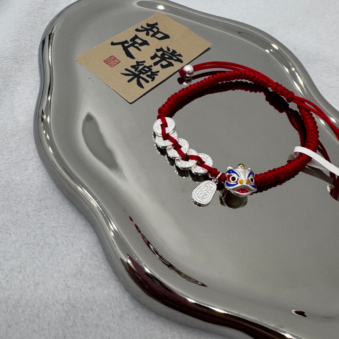 足银手链 足银手链  盘缠五帝钱款 DIY银饰手链 女神节礼物百搭