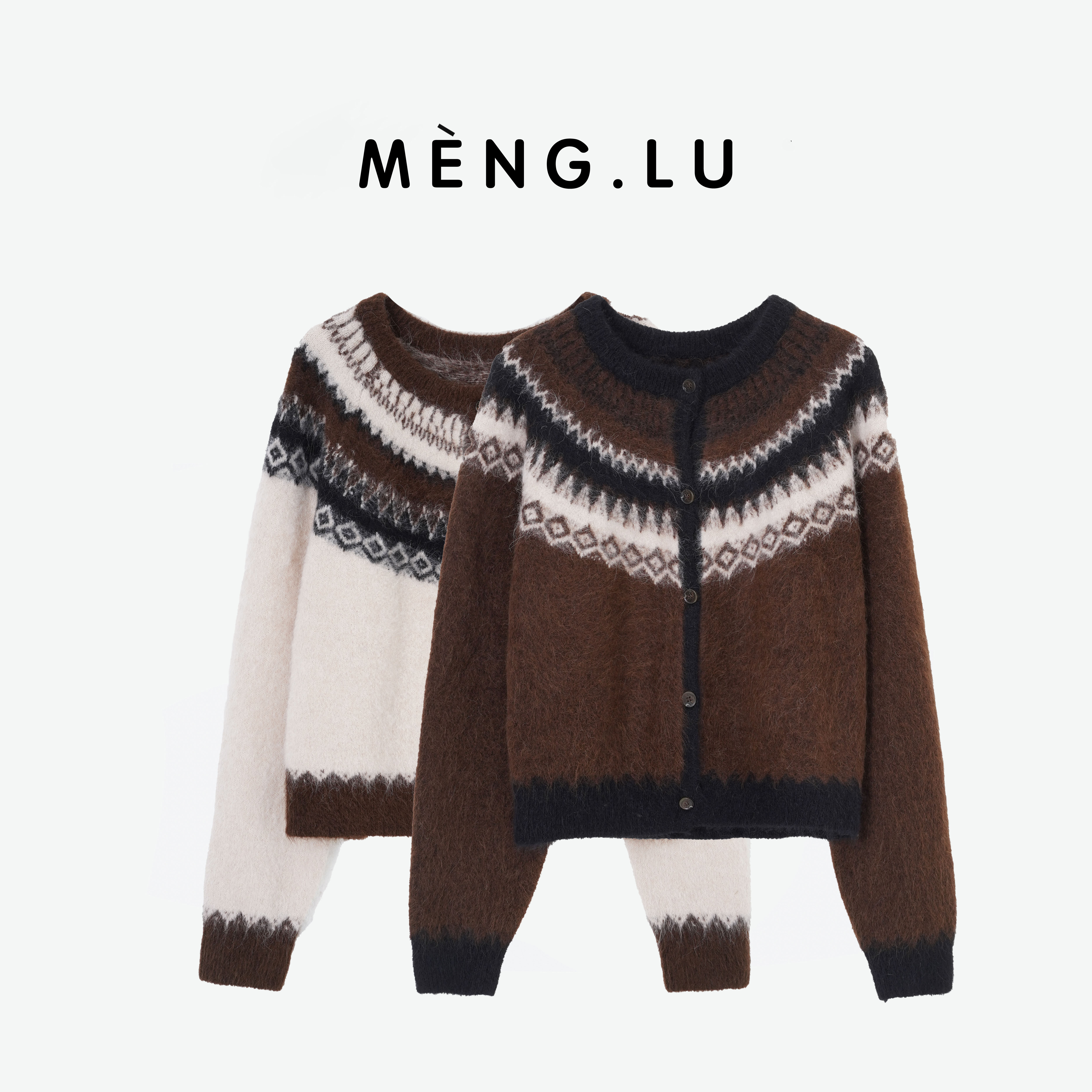 MENGLU【费尔岛情书】北欧风秋冬气质时尚提花针织衫毛衣ZZSY1807X