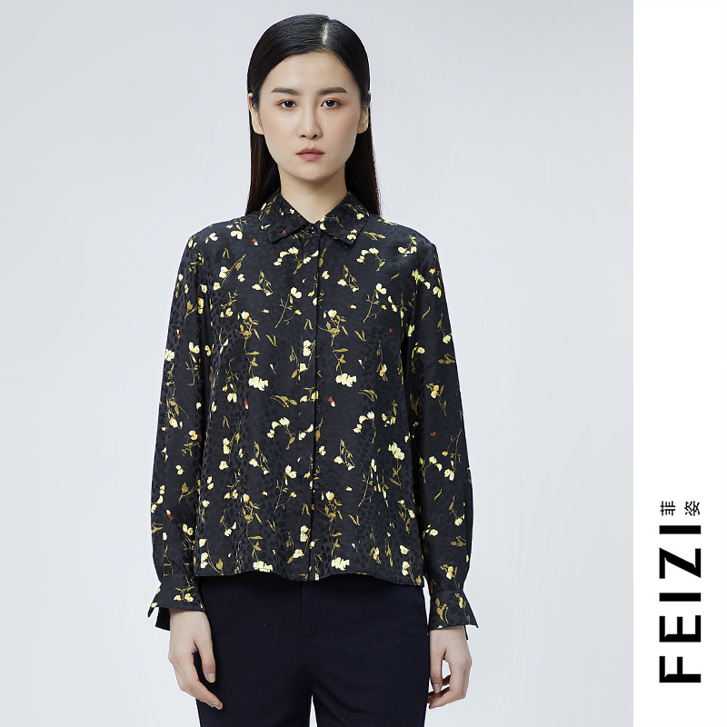 菲姿FEIZI春季豌豆印花衬衫1A573时尚休闲