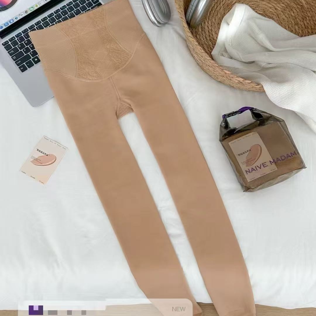 秋冬加绒外穿高腰收腹水光一体连裤光腿神器