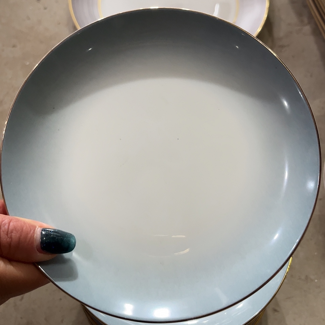 瓷片渐变六寸骨碟十个微瑕