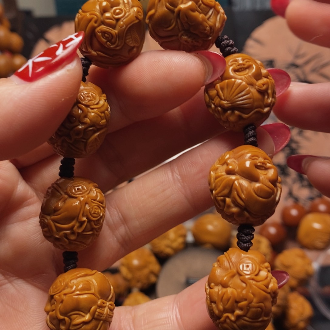 橄榄核手串/手链荷叶财神