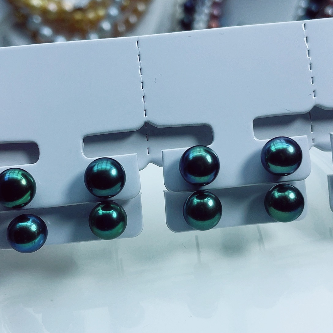 淡水珍珠耳钉银S925镶嵌