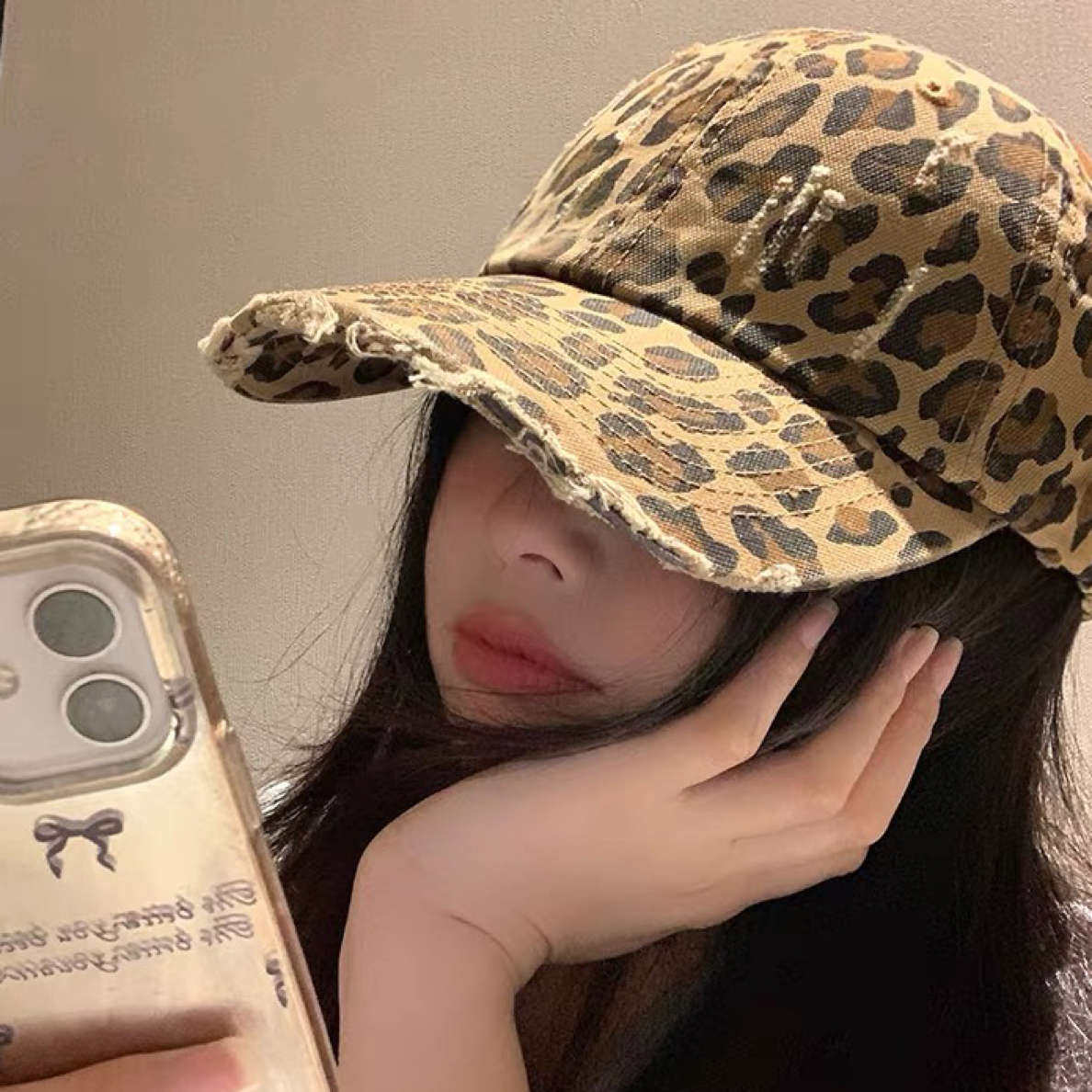 春夏豹纹女ins网红棒球帽百搭休闲帽子日系遮阳帽鸭舌帽复古