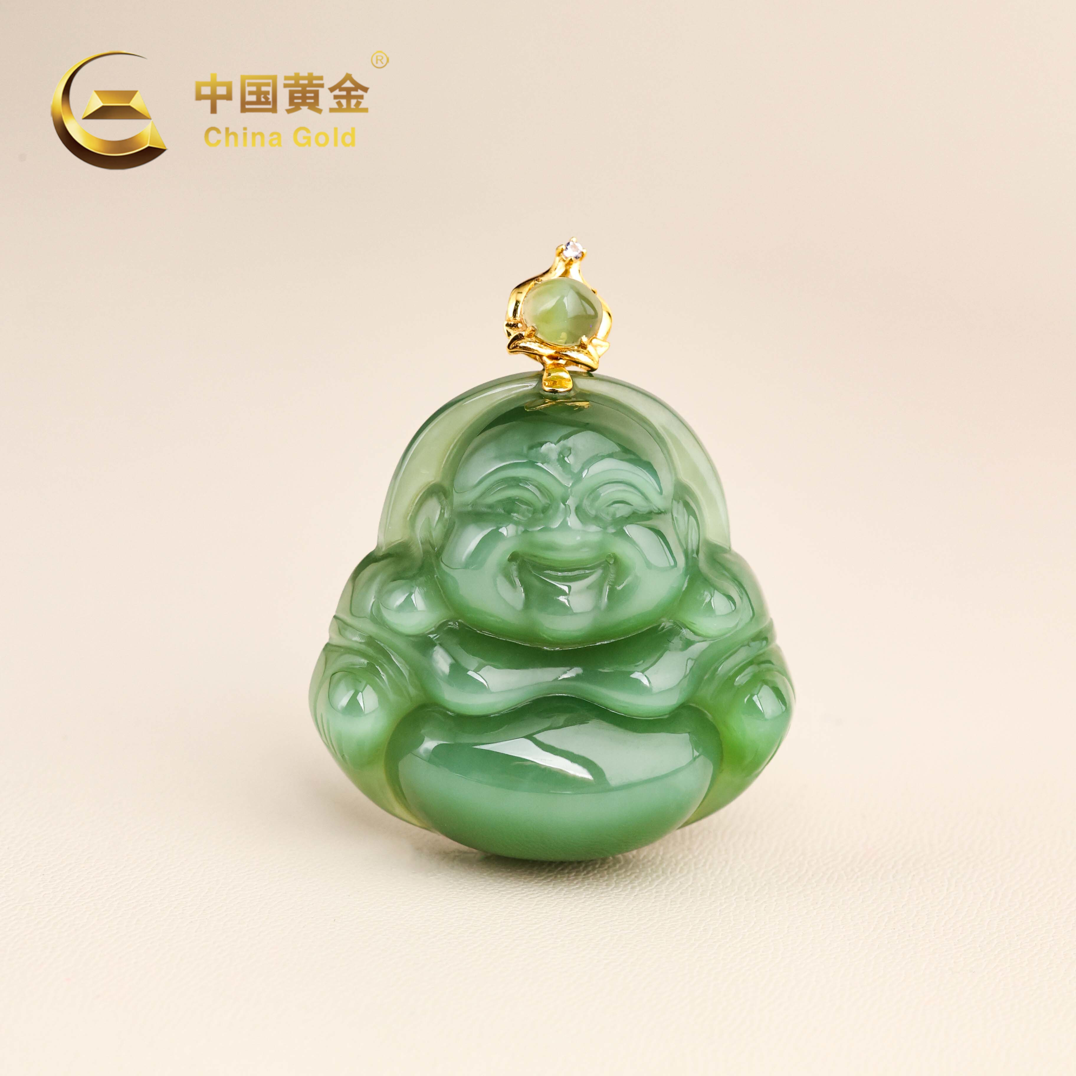 【中国黄金】容福 | 和田玉*吊坠*18k金镶嵌-D11172-臻