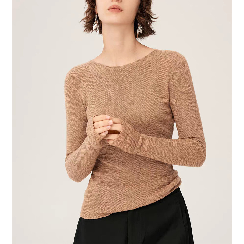 德国BielaAscot黄金羊毛可机洗精纺100纯1羊毛衫女圆领薄款毛衣