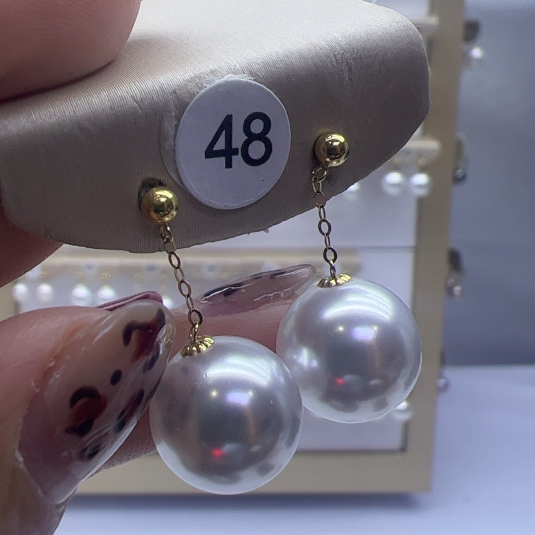 淡水珍珠耳饰18K金镶嵌