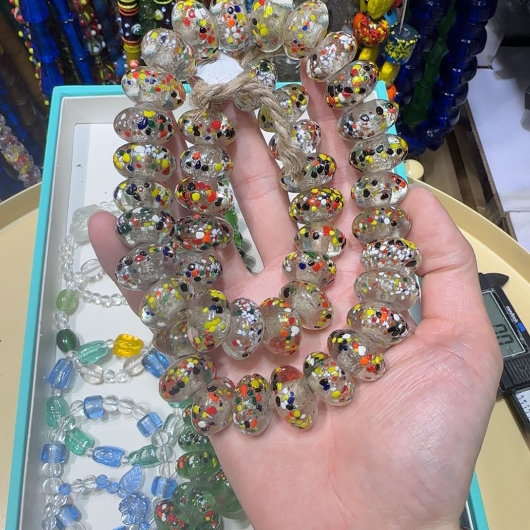琉璃非金属透明彩绘车轮琉璃珠