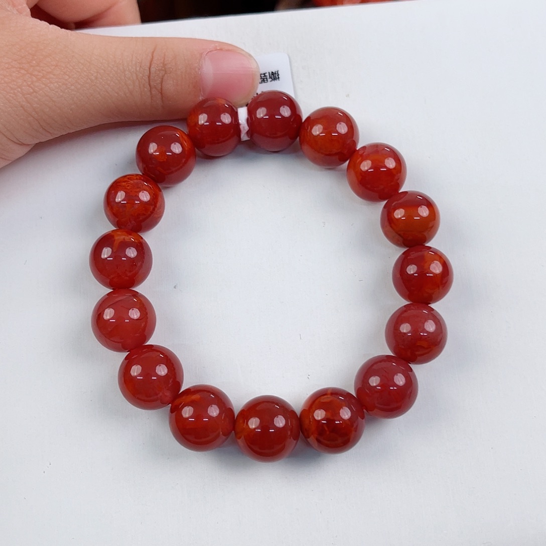 南红玛瑙瓦西圆珠收藏级单圈13mm未镶嵌