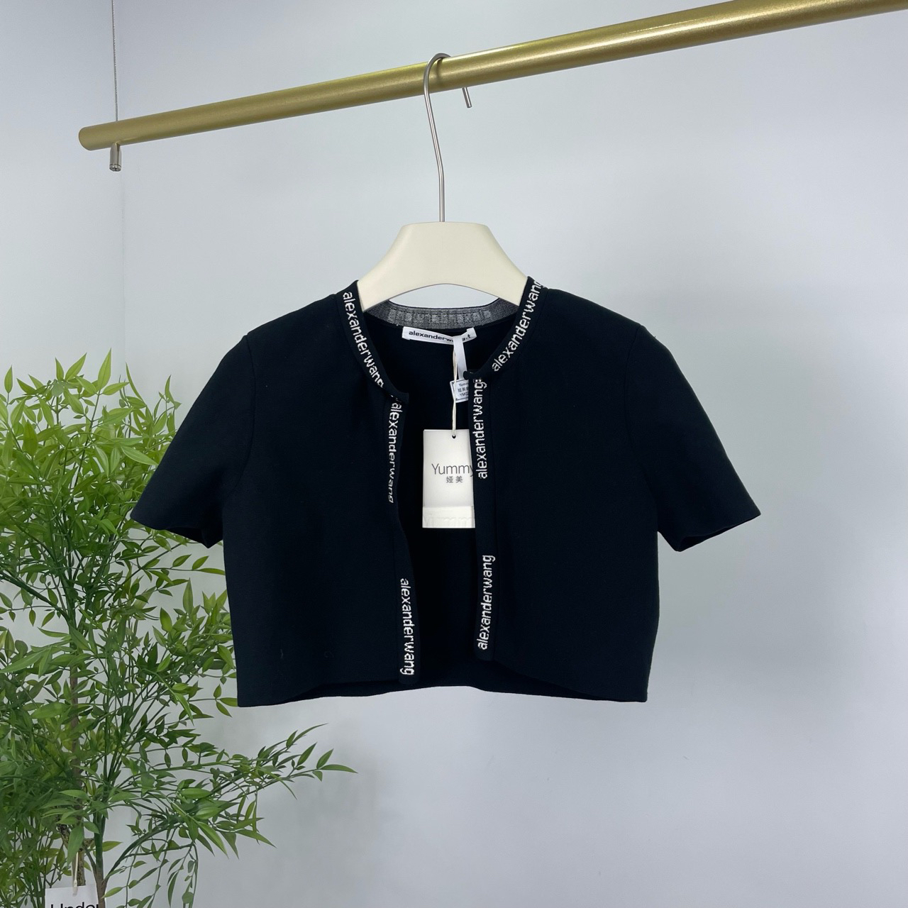 99新  Alexander Wang 亚历山大王 徽标半袖针织外套 S码/98新