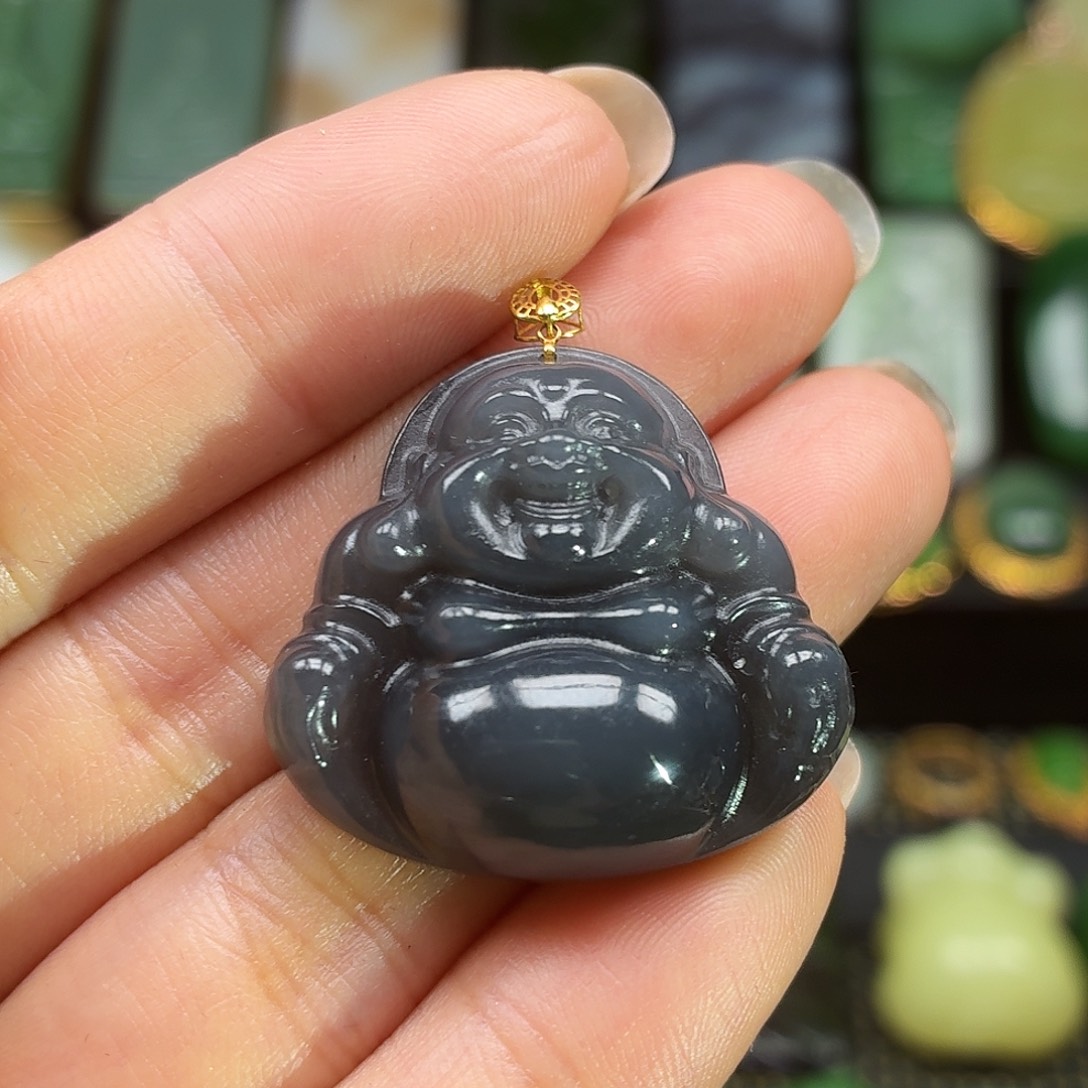 和田玉18K金镶嵌颈饰