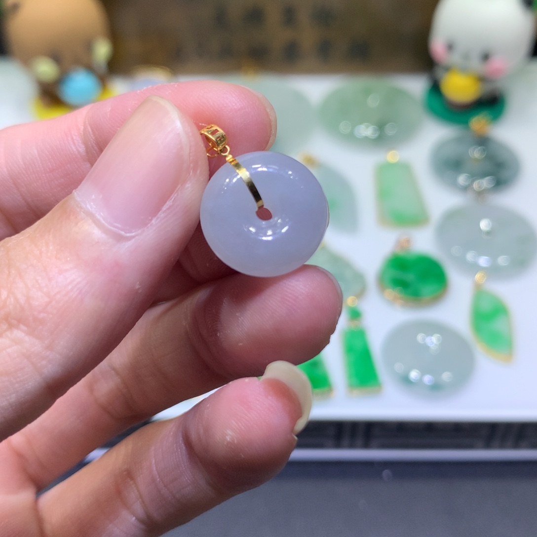 翡翠18K金镶嵌吊坠(不含链)