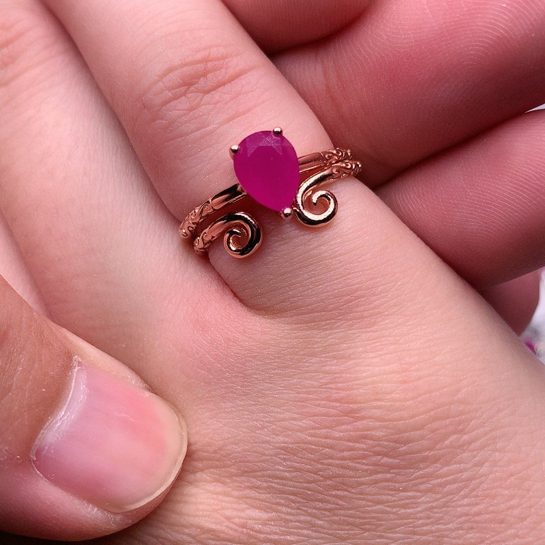 红宝石戒指银S925镶嵌