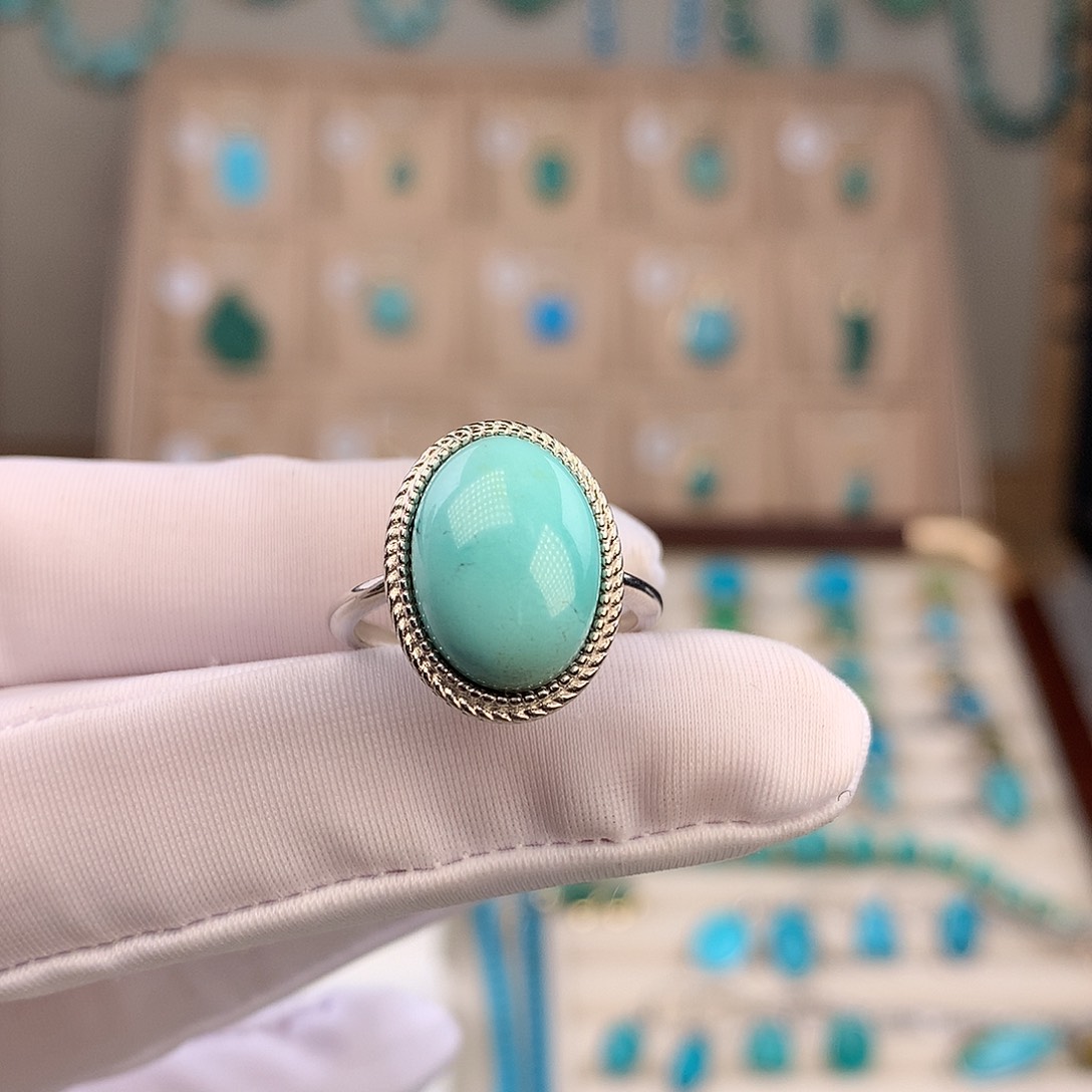 绿松石银S925镶嵌戒指