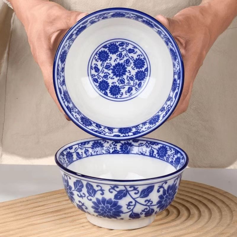 【2只装】青花瓷6英寸拉面碗家用加厚大号汤面碗陶瓷釉下彩餐具