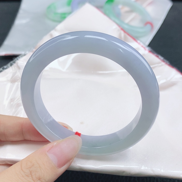 翡翠未镶嵌手镯缅甸56.4冰胶润紫翡正圈