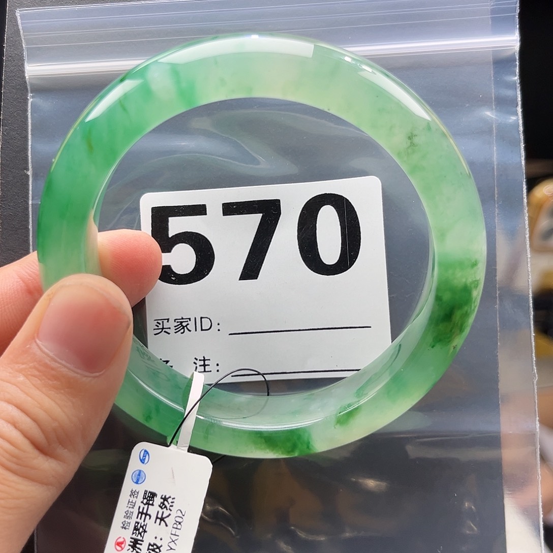 石英质玉（非洲翠）手镯未镶嵌570圈口6261