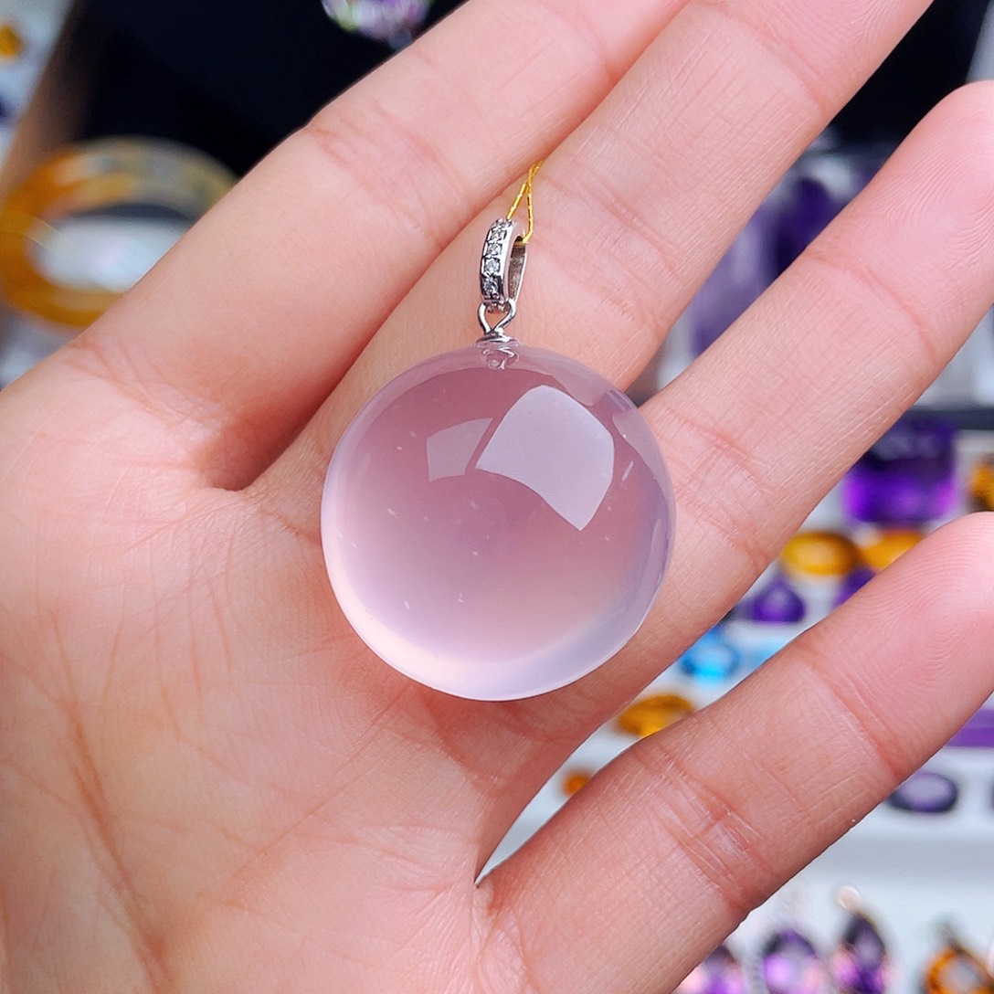 颈饰银S925镶嵌芙蓉石天然保真